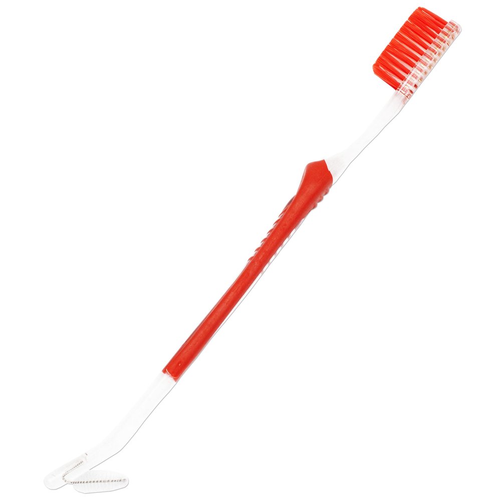 Orthodontic Toothbrush x 1 V-Trim Double-Ended Brush with Interproximal Head for Cleaning Ortho Braces (Red)