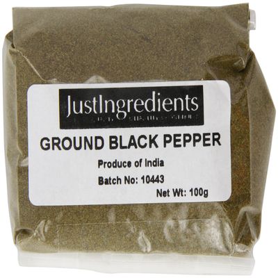 JustIngredients Essentials Black Pepper Ground, 100 g - Pack of 5