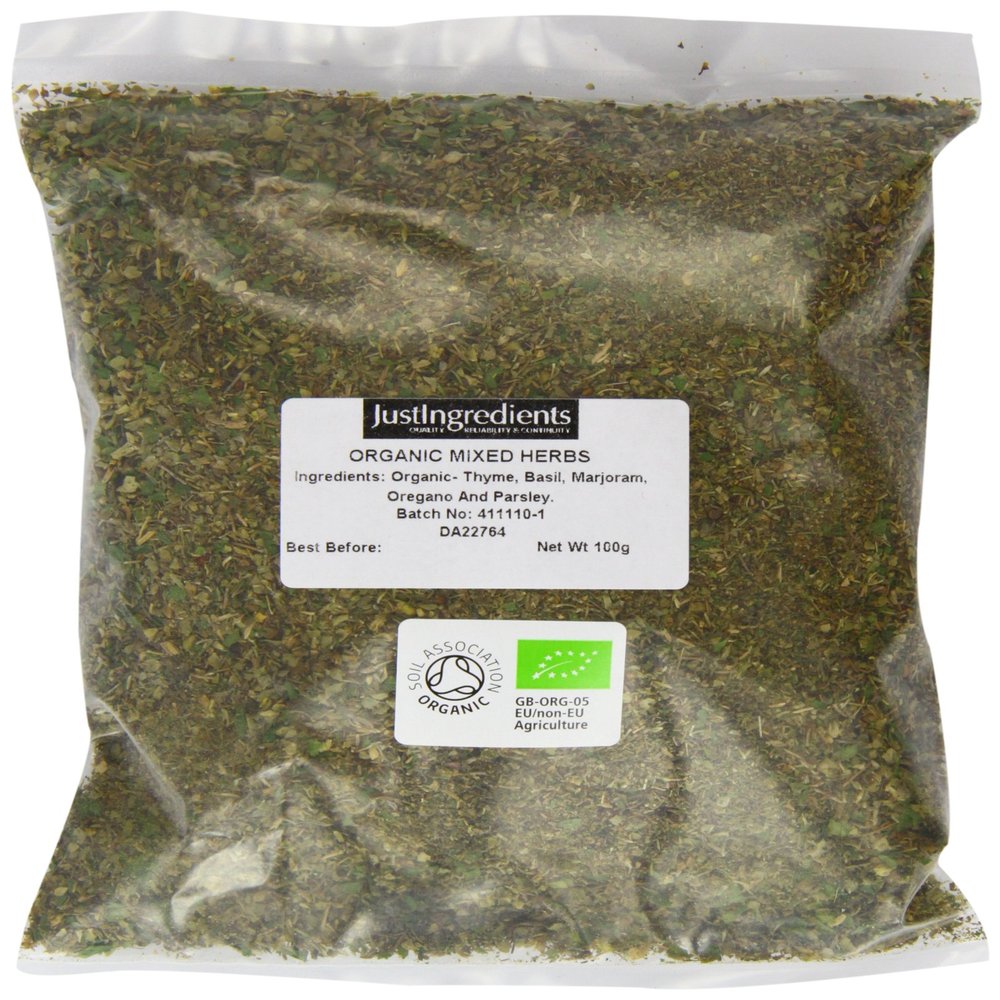 JustIngredients Essentials Organic Mixed Herbs, 100 g - Pack of 5