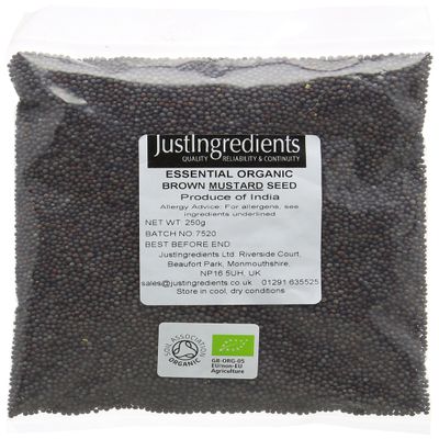 JustIngredients Essentials Organic Black Mustard Seeds, 250 g - Pack of 5