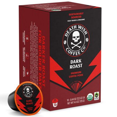 Death Cups by Death Wish Coffee, The World's Strongest Single Serve Coffee Capsule (10 Capsules)