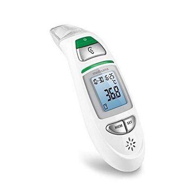 Medisana TM 750 infrared ear and forehead digital thermometer, non-contact baby thermometer for adults, kids and newborn, fast reading, fever alarm, 30-memory history, storage pouch