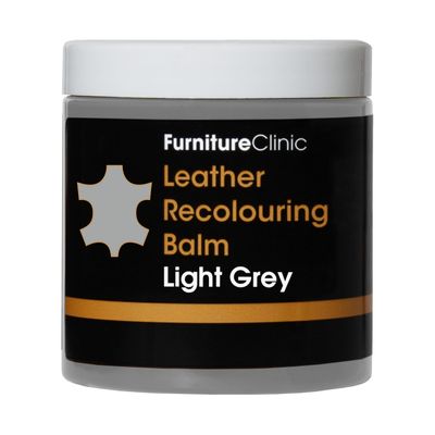 Furniture Clinic Leather Recolouring Balm - Leather Colour Restorer for Sofas, Leather Colour Repair for Faded & Scratched Leather Upholstery, Car Seats, Shoes and Clothing - 16 Colours (Light Grey)
