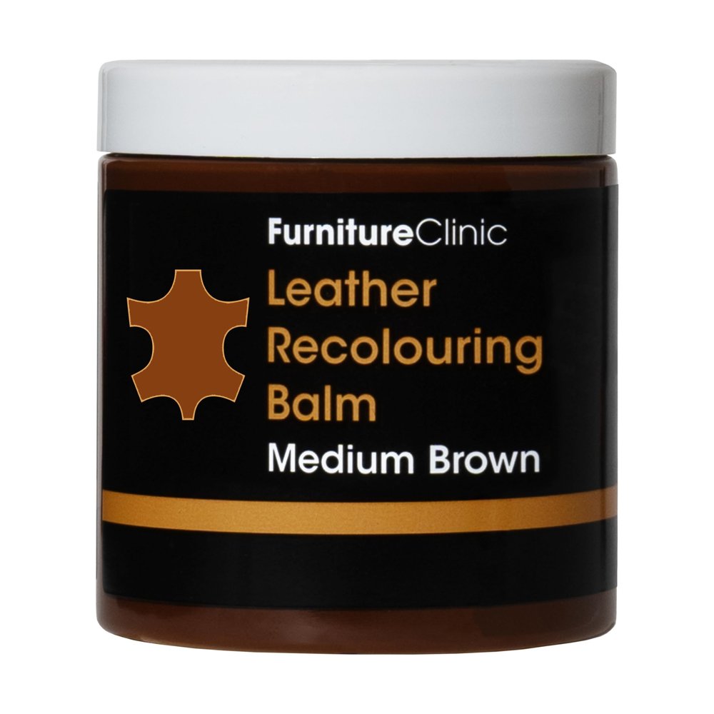 Furniture Clinic Leather Recolouring Balm - Leather Colour Restorer for Sofas, Leather Colour Repair for Faded & Scratched Leather Upholstery, Car Seats, Shoes and Clothing - 16 Colours (Medium Brown)