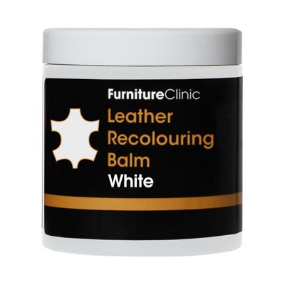 Furniture Clinic Leather Recolouring Balm - Leather Colour Restorer for Sofas, Leather Colour Repair for Faded & Scratched Leather Upholstery, Car Seats, Shoes and Clothing - 16 Colours (White)