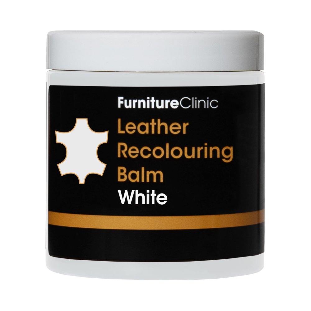 Furniture Clinic Leather Recolouring Balm - Leather Colour Restorer for Sofas, Leather Colour Repair for Faded & Scratched Leather Upholstery, Car Seats, Shoes and Clothing - 16 Colours (White)