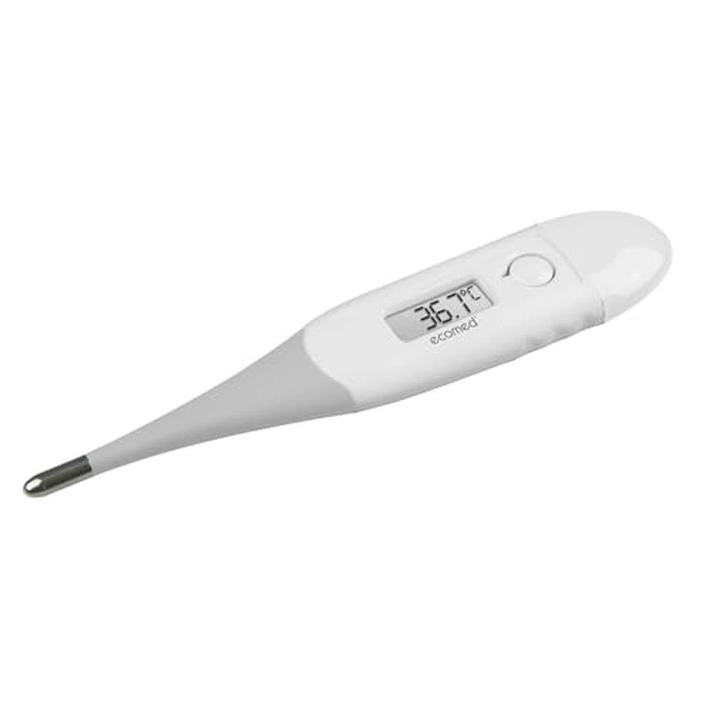 ecomed by medisana TM-60E Digital thermometer for adults, kids and newborn, flexible-tip clinical accuracy, automatic memory, acoustic signals and fever alarm, watertight design, storage case