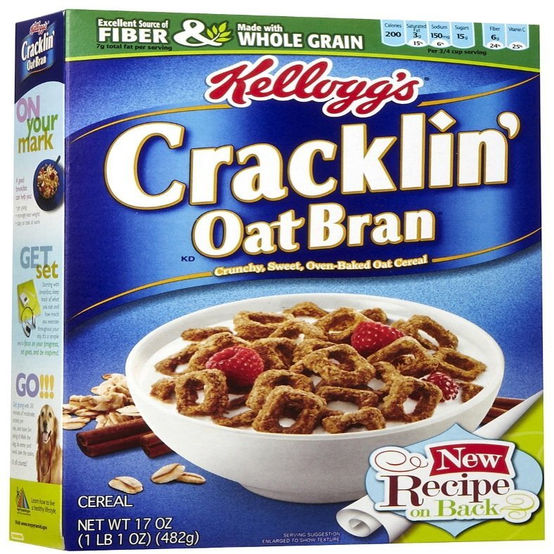 KELLOGGS CRACKLIN OAT BRAN CEREAL 482g BOX