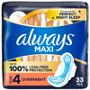 Always Maxi Pads Overnight W/Flexi-Wings Unscented, 33 Count view 1