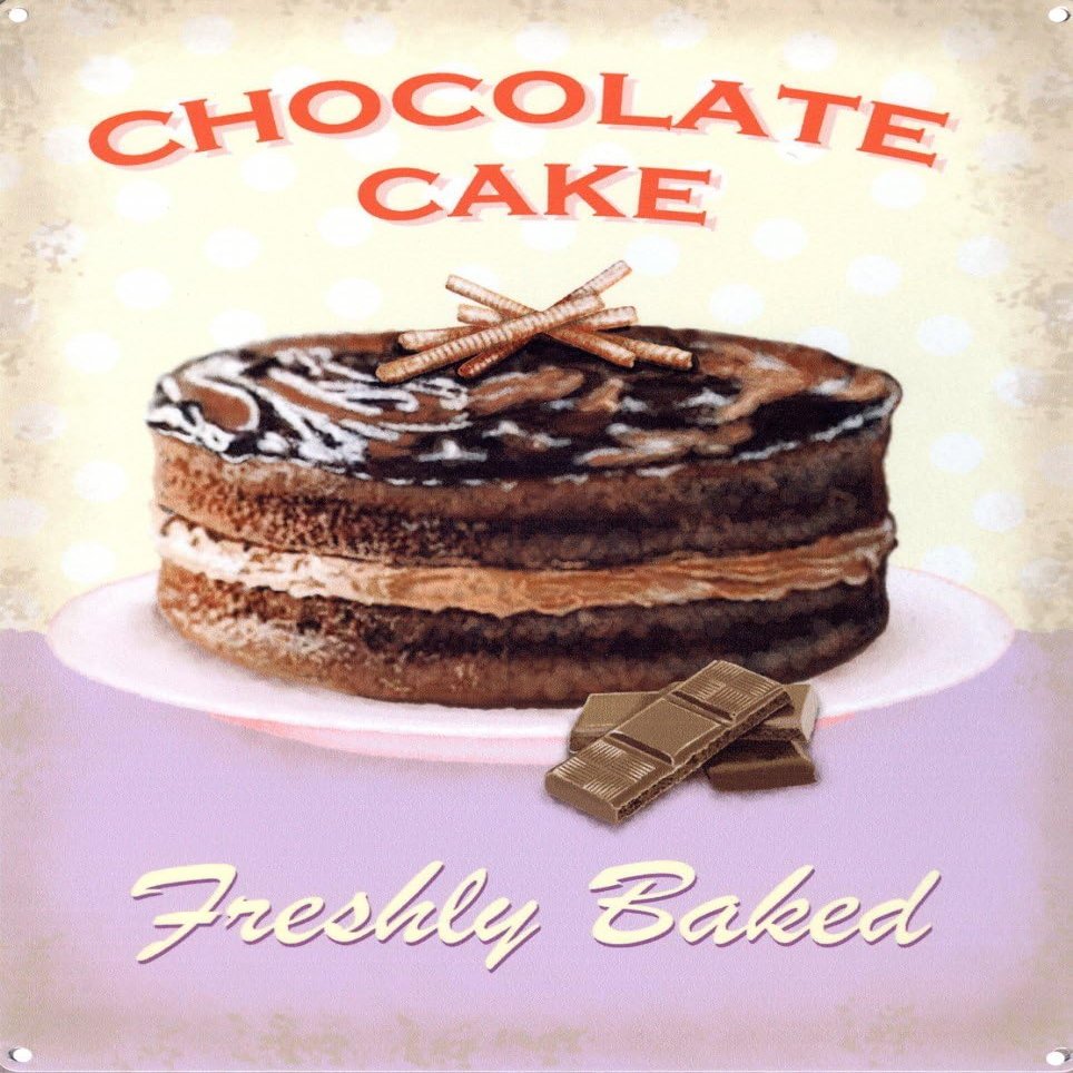 Food and Drink Tin Sign featuring A Freshly Baked Chocolate Sponge Cake 30x40cm