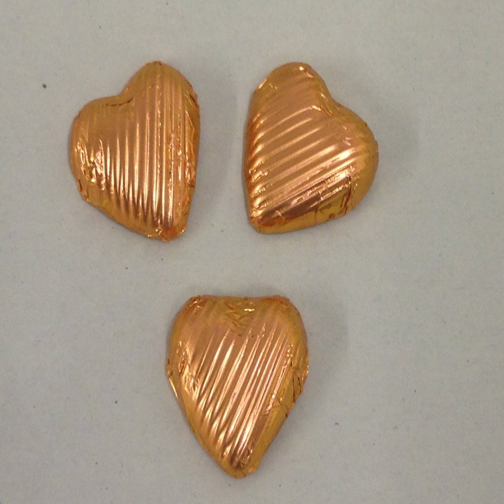 Copper Foil Covered Chocolate Hearts x 150
