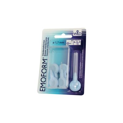 EMOFORM Interdental Brushes 5 pcs (1.7 mm, Light Blue)  Swiss Made  Gentle Daily Plaque Removal & Gum Care