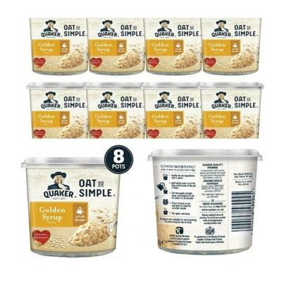 Quaker Oat So Simple Golden Syrup Flavour Porridge Pots - 57g |Pack of 8 Pots