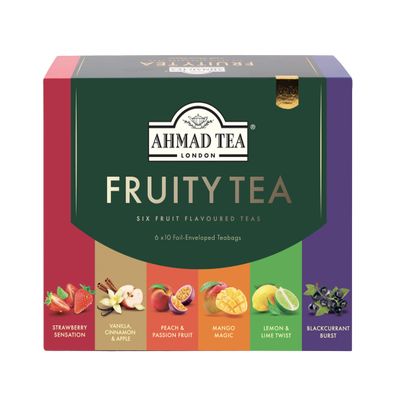 Ahmad Tea Gifts | Fruit Tea Selection Pack | Black Fruit teas | Perfect tea gift | 60 Teabag Sachets | 6 Flavours