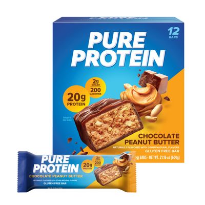 Pure Protein High Protein Bar Gluten Free Low Sugar Snack For Lean Muscle Recovery, Workout Support And Healthy Nutritious Lifestyle, Energy Balance - Chocolate Peanut Butter - 12 Bars (50 g Each)