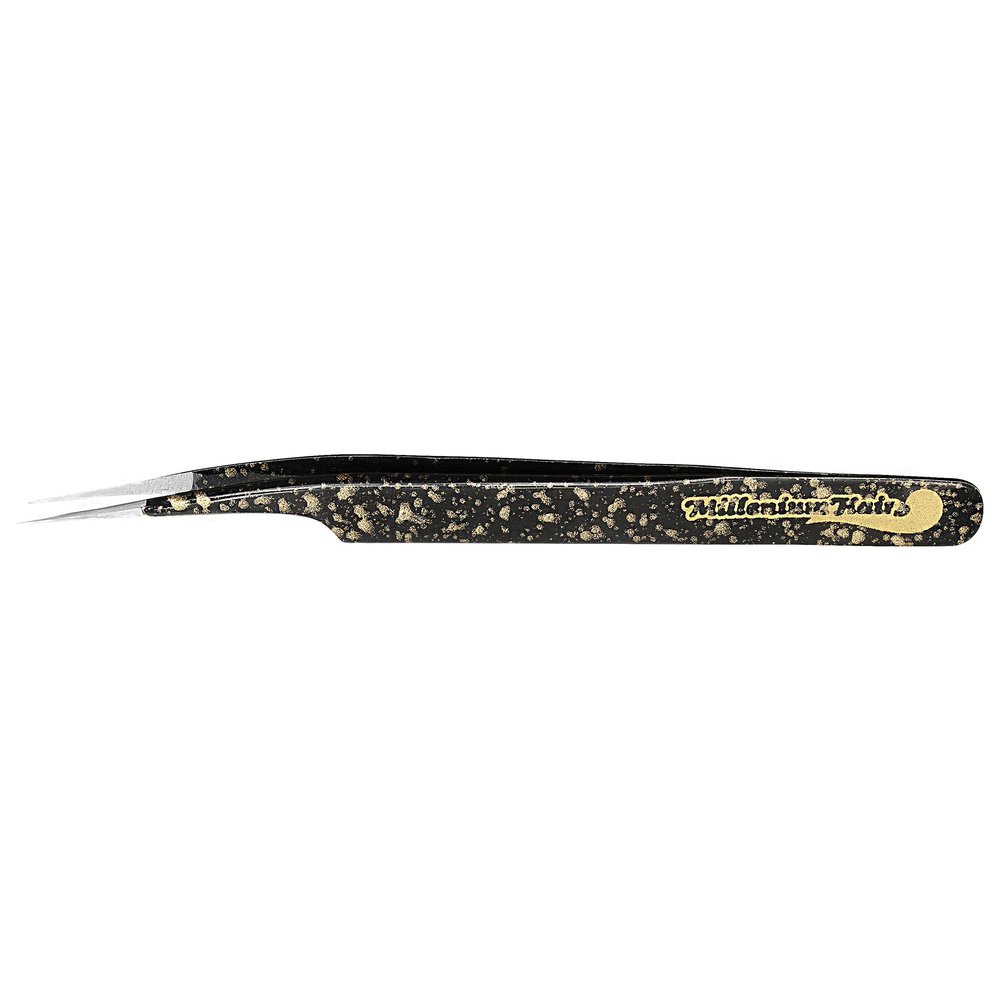 MilleniumHair Lash Extension Tweezers Pointed / Straight for Eyelash Extension (Black-Gold)