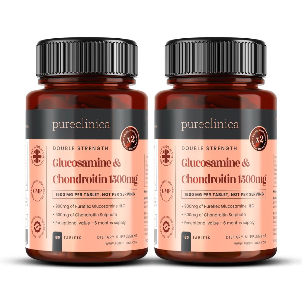 High Strength 1500mg Glucosamine HCL & Chondroitin x 360 Tablets (2 Bottles of 180) - 12 Months Supply