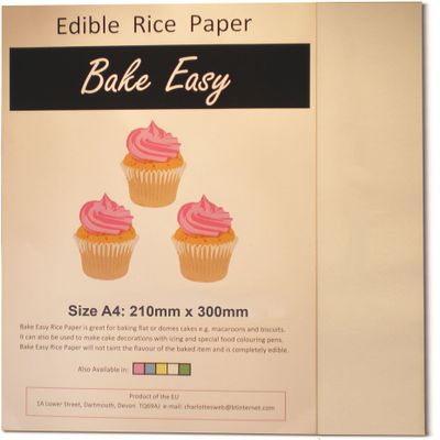 12 Sheets of BakeEasy White Edible Wafer/Rice Paper - A4 sized
