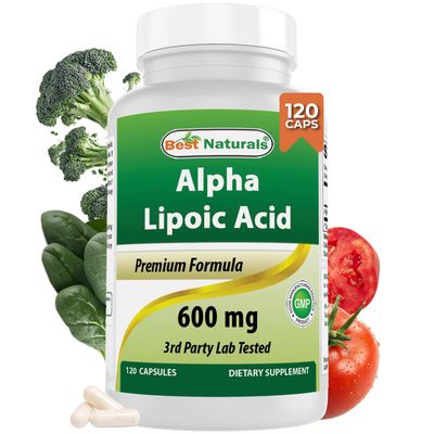 Best Naturals Alpha Liopic Acid 600 mg 120 Count - ALA Alpha Lipoic Acid Powerful Antioxidant