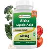 Best Naturals Alpha Liopic Acid 600 mg 120 Count - ALA Alpha Lipoic Acid Powerful Antioxidant view 1