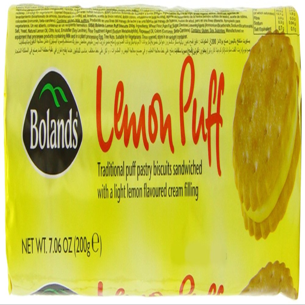 Bolands Lemon Puff Biscuits 200 g (Pack of 12)