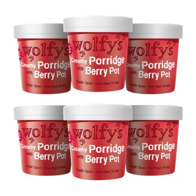 Wolfy's Creamy Porridge with Berry Pot, 6 x 100g