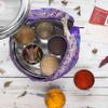 Spice Kitchen Indian Spice Tin, 9 Premium Indian Cooking Spices with Award-Winning Garam Masala and Hand Sewn Silk Sari Cover view 4
