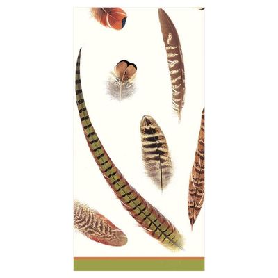 2 Packs Pheasant Feathers Ivory Fasian Caspari Paper Pocket Handbag Tissues -