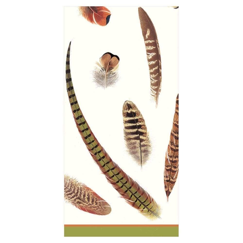 2 Packs Pheasant Feathers Ivory Fasian Caspari Paper Pocket Handbag Tissues -