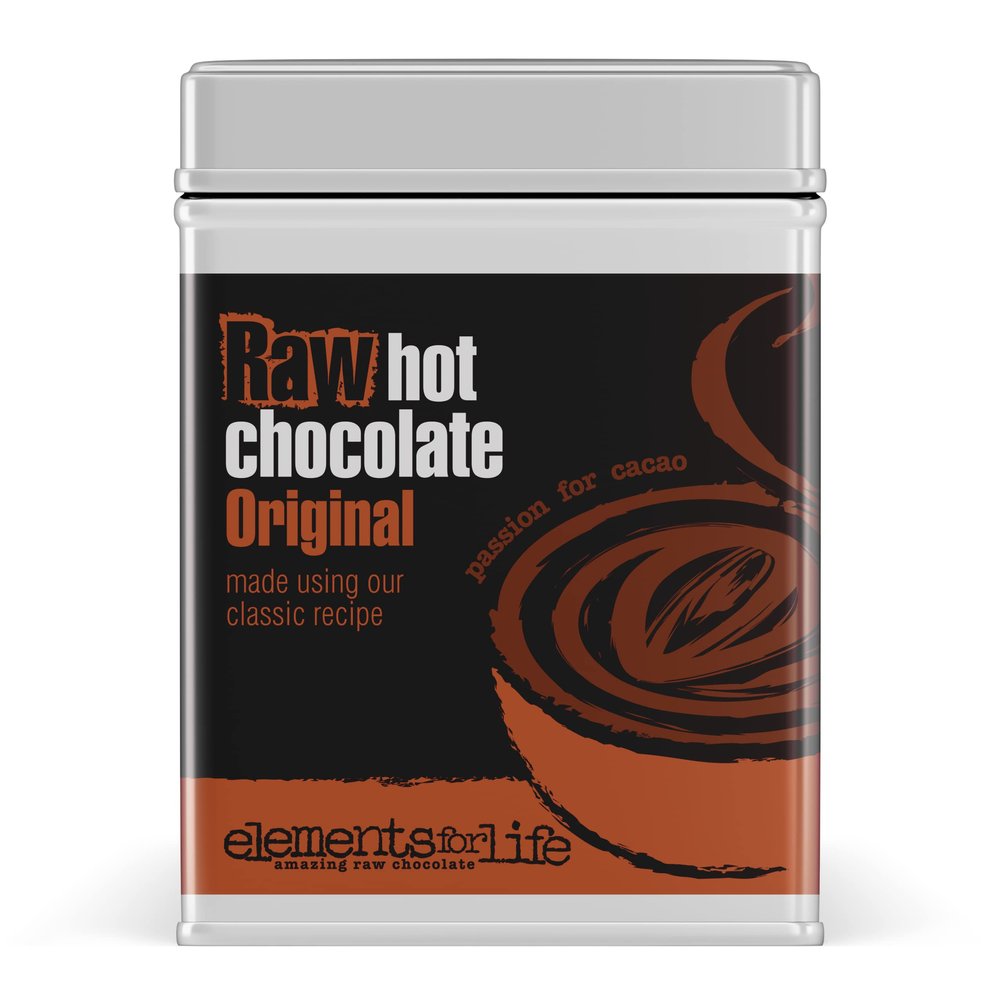 Premium Vegan Raw Hot Chocolate Cocoa Powder | Original Chocolate flavour | Criollo, Raw Cacao & Coconut Blossom Sugar | Dairy Free, Soya free and Gluten Free | 1 x 175g Tin Can