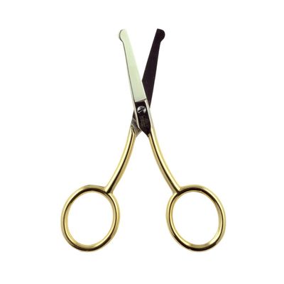 Camila Solingen CS06 3" Professional Hypoallergenic Gold Plated Rounded Safety Tip Scissors for Facial, Body & Nostril Hair. for Men Women & Kids. Made of Durable Stainless Steel in Solingen, Germany