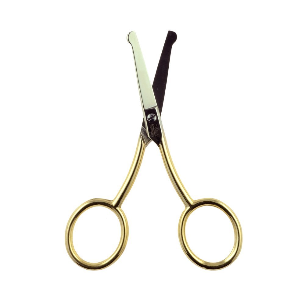 Camila Solingen CS06 3" Professional Hypoallergenic Gold Plated Rounded Safety Tip Scissors for Facial, Body & Nostril Hair. for Men Women & Kids. Made of Durable Stainless Steel in Solingen, Germany