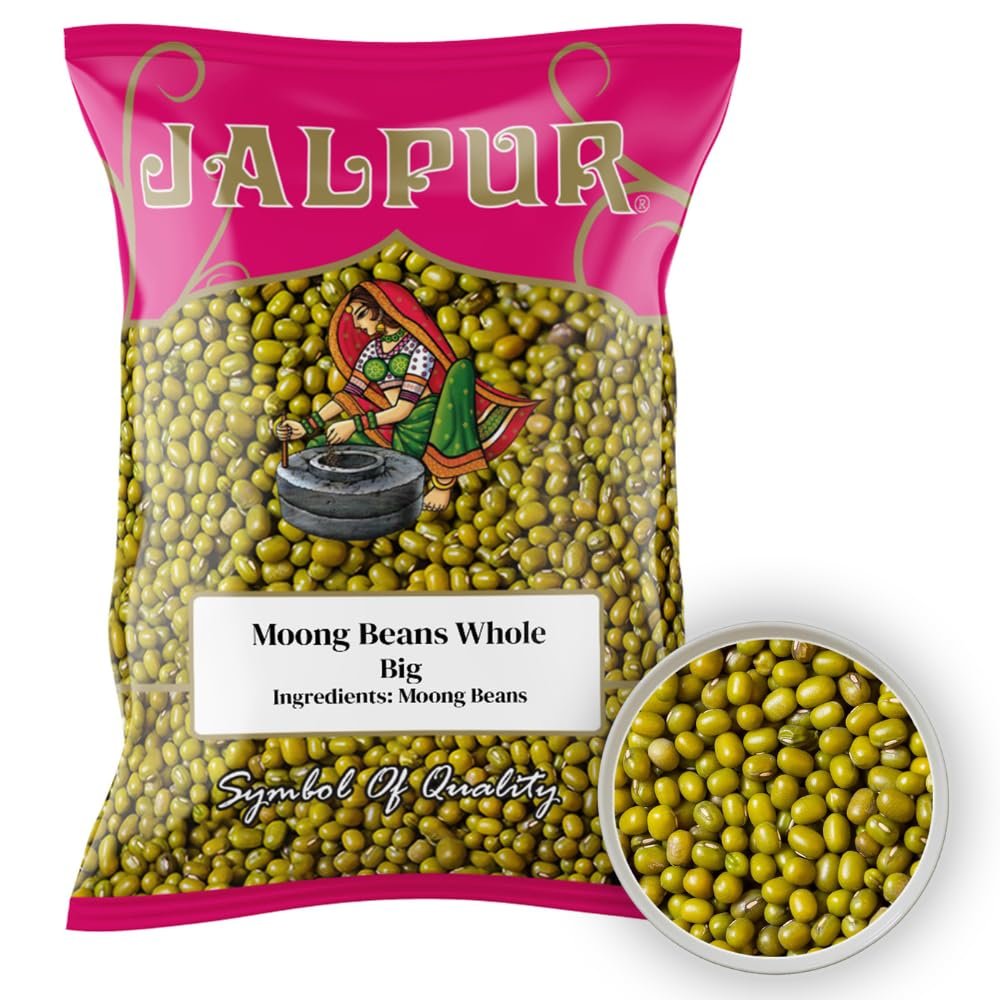 Jalpur millers Moong Beans Whole Big 100g Premium Mung Beans Ideal for Sprouting, Cooking & Curries High-Protein Moong Daal Dried Peas Substitute Nutritious Mung Bean for Soups, Salads