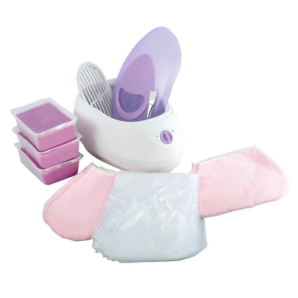 4L Wax Heater set Hug Flight Professional Paraffin Wax Bath Warmer pot Aluminum waxing Kit Pack With Brush & Booties & Mitts & 50 x Bag & 450g x 3 Lavender