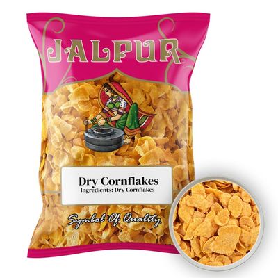 Dry Cornflakes 1kg | Jalpur Brand | Fry-Ready Corn Flakes for Chevda, Namkeen, Crispy Coatings & Indian Snack Mixes | Made from Premium Milled Corn for Enhanced Crunch After Frying