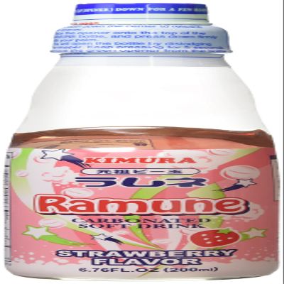 Kimura Strawberry Flavour Ramune Soft Drink 200 ml