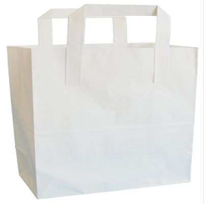 300 White"Small" SOS Takeaway Paper Carrier Bags 180x220x76mm - Choose Your Size and Quantity