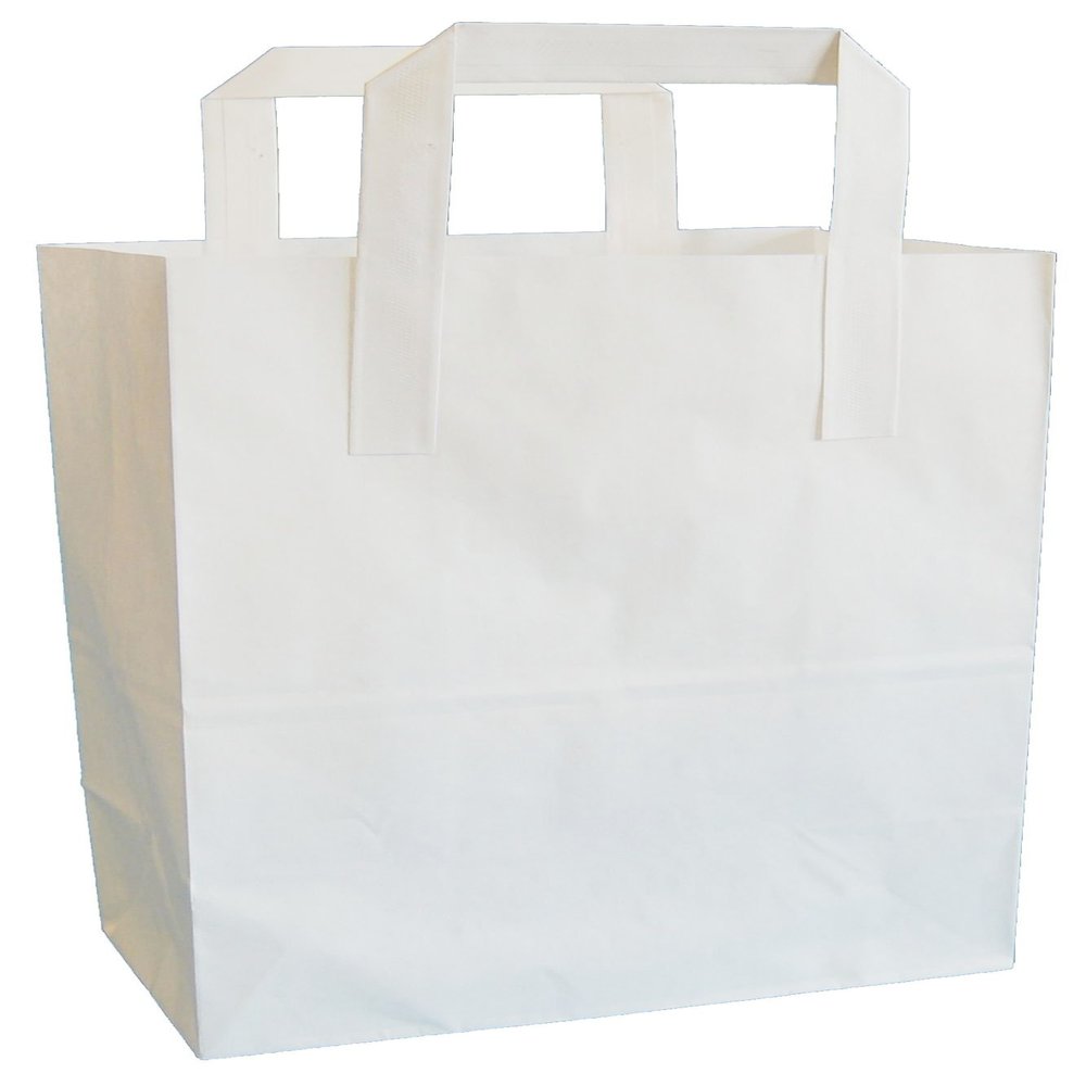 300 White"Small" SOS Takeaway Paper Carrier Bags 180x220x76mm - Choose Your Size and Quantity