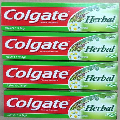 Colgate Herbal Toothpaste - Multipack of 4 Pack Toothpaste With Eucalyptus, Myrrh, Camomile and Sage - Bulk Fluoride Tooth Paste Gel For Gum Disease - 100ml