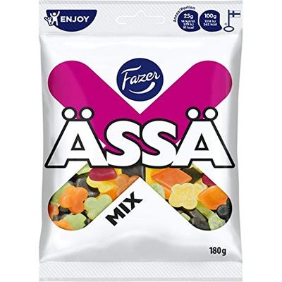 4 x 180g. of Fazer SS (ASSA) MIX Finnish Mix of Salmiak & Fruit Wine Gums Liquorice Candy Candies Sweets Bag Wholesale