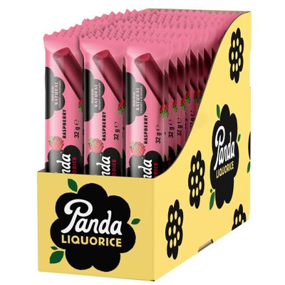 Panda | Natural Soft Raspberry Liquorice Bars | 32 Gr x 36 Bars Pack