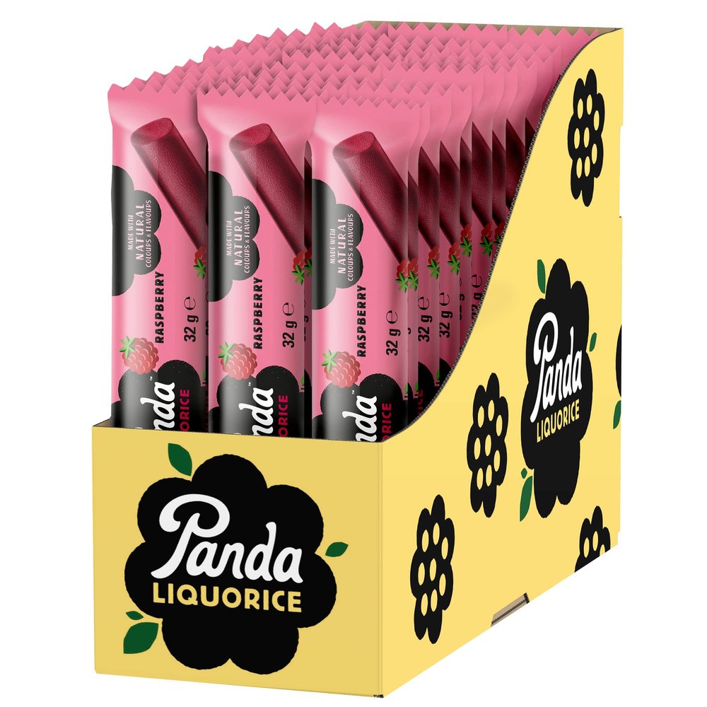 Panda | Natural Soft Raspberry Liquorice Bars | 32 Gr x 36 Bars Pack