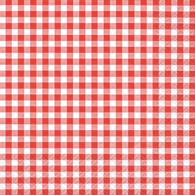 20 Napkins Chequered Red / Squared / Timeless 33 x 33 CM