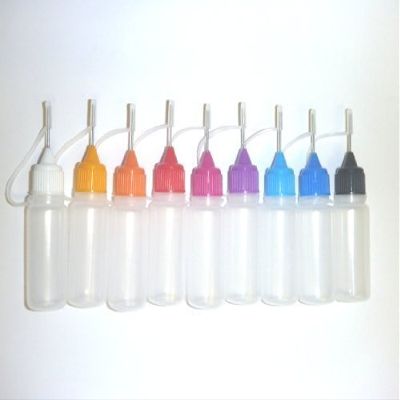 Vapour Town 9 x 10ml Needle tip Plastic Bottle - Refilling e Liquid Bottle - 9 Different Coloured Needle caps