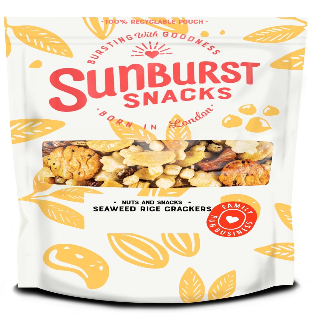 Sunburst Snacks Seaweed Rice Crackers, Asian Japaneese Style Crispy Snack, Resealable & Recyclable Pouch, 500G