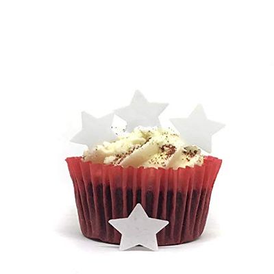 100 Precut White Edible Wafer Paper Stars Cake Toppers Decorations- Perfect for Weddings and Valentines Day