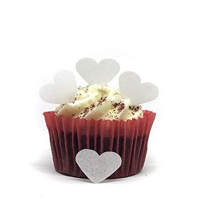 100 Precut White Edible Wafer Paper Hearts - Perfect for Weddings and Valentines Day