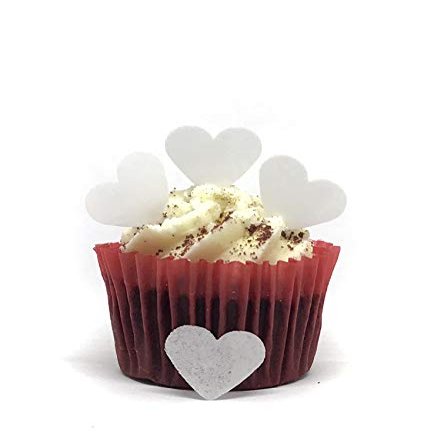 100 Precut White Edible Wafer Paper Hearts - Perfect for Weddings and Valentines Day