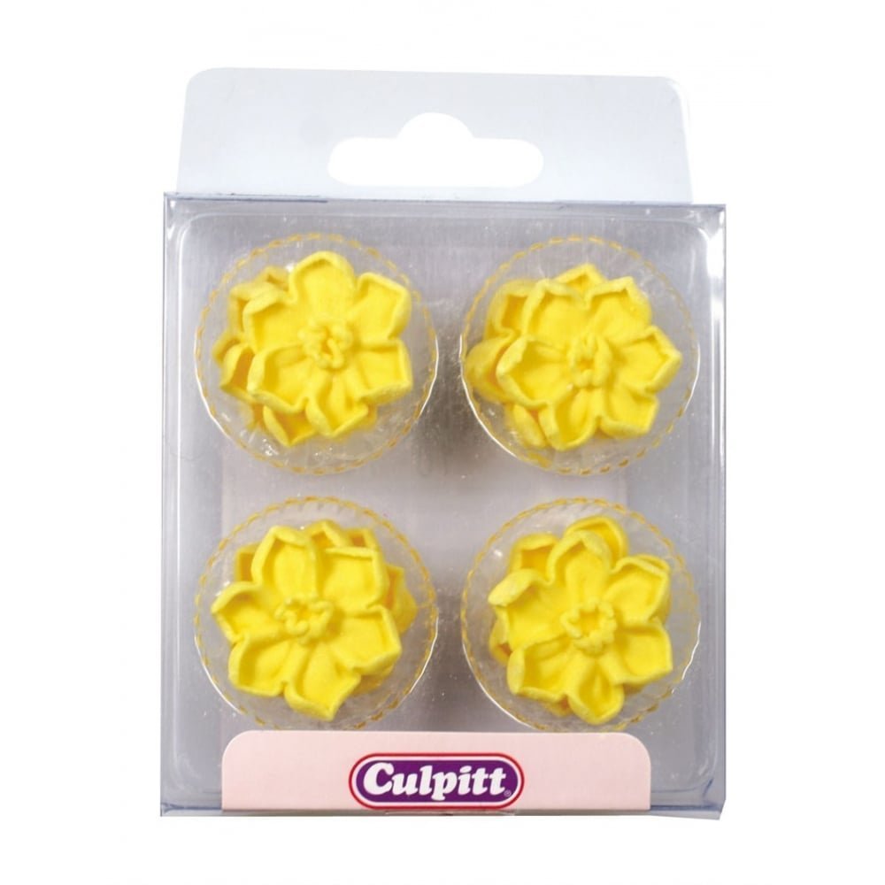 Daffodil Flower Sugar Pipings - Edible Decorationss for cupcakes and cakes - St Davids Day
