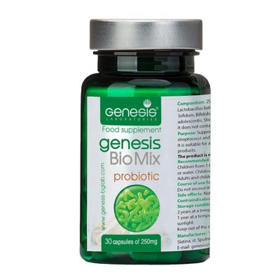 Genesis Biomix Probiotic with Lactobacillus and Bifidobacterium strains 30 Capsules of 240 mg